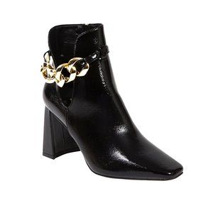 Stylish Womens Black High Heel Party Ankle Boot With Chain